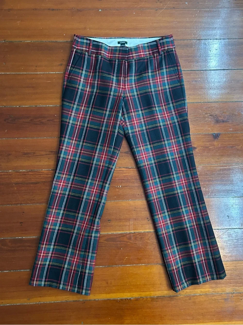 J.Crew Women’s Plaid Tartan Straight Leg Pants 100% Wool Sz 8 👽🧡